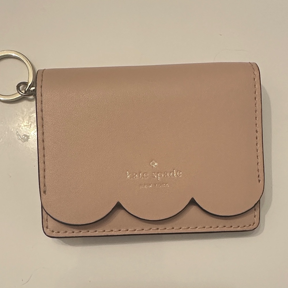 Kate Spade Scalloped Edge Card Holder in Beige